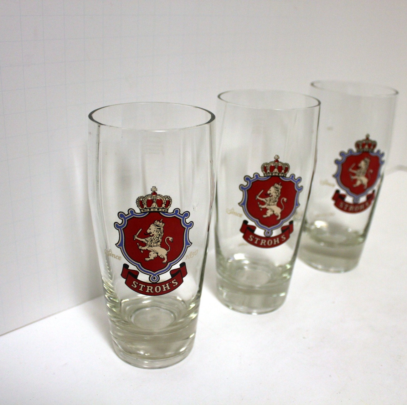 Set 3 Vintage Stroh's German Beer Glasses .25L Rastal