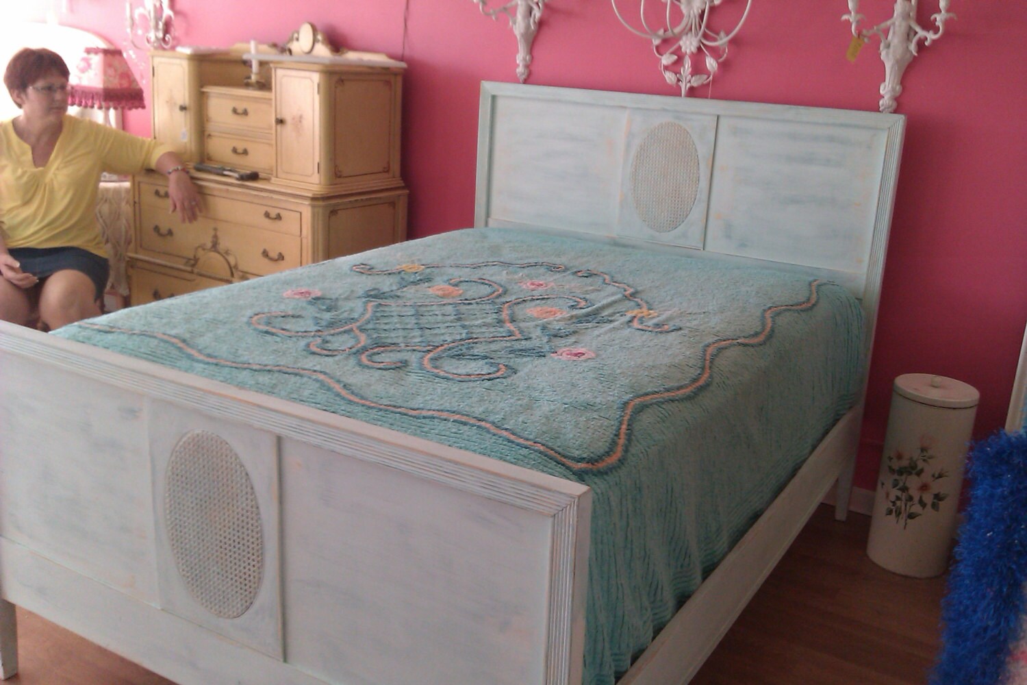 shabby chic full bed vintage aqua blue distressed french cane shabby chic full bed vintage aqua blue distressed french cane
