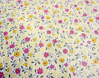 Mini Flowers on Yellow Fabric - Japanese Floral Fabric - Fat Quarter