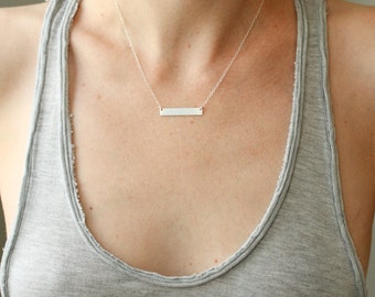 Silver bar necklace - dainty silver necklace - minimalist necklace - sterling silver jewelry - simple silver necklace - engraved necklace