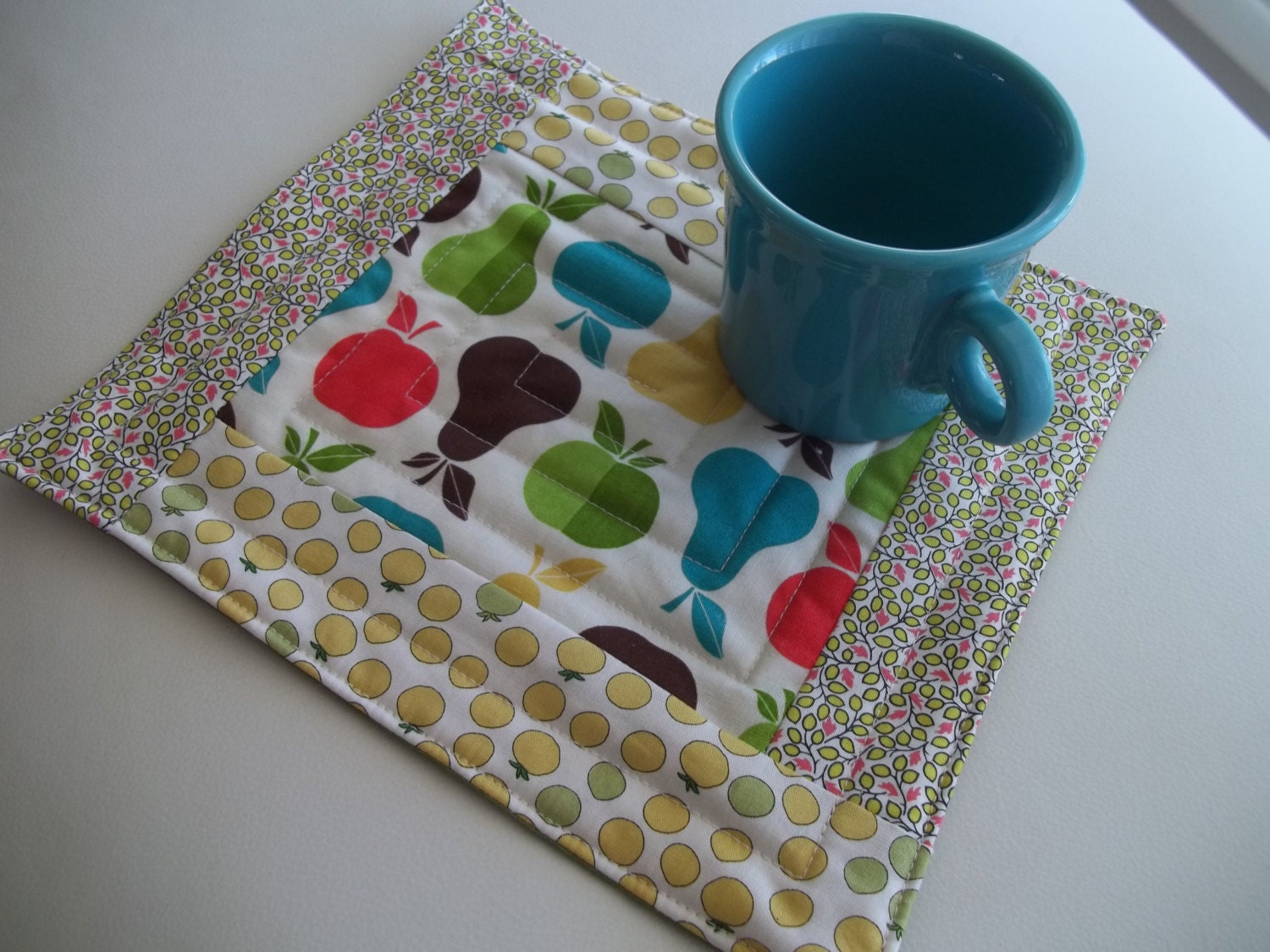 SALE Snack Mat Set of 2 Mod Fruit Snack Mat Mug Rug