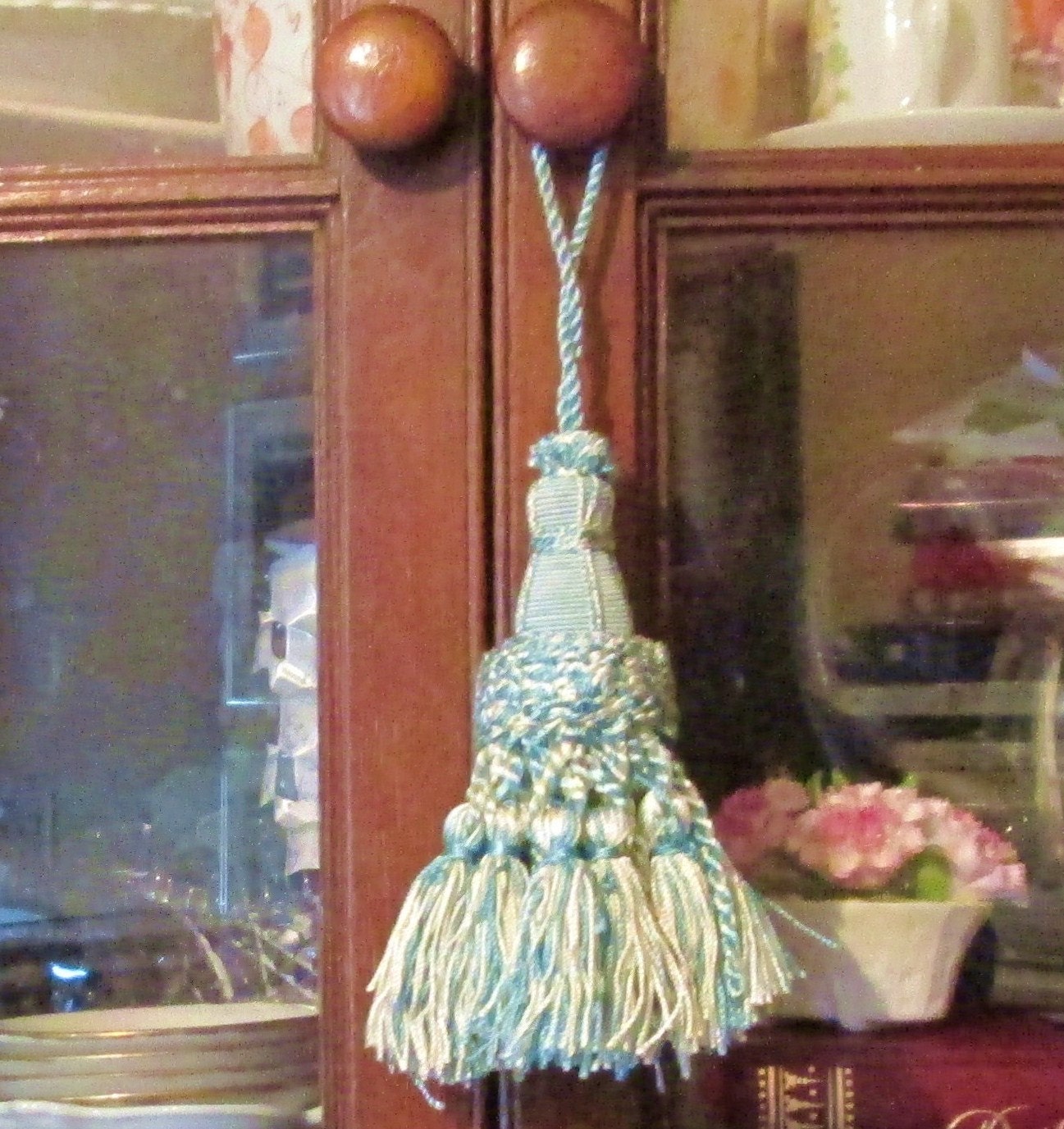 Tassel Blue Ivory Jumbo Furniture Key Fob 5 by VintageCarolina
