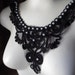Lace Applique Old Stock in Black with Pearls for Altered Couture, Sewing, Costume Design BLA 305