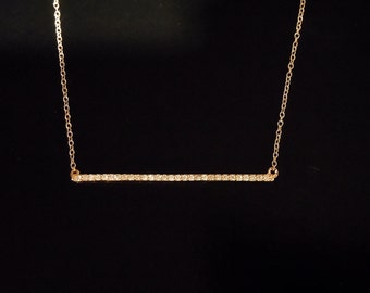Diamond Bar Necklace - 14kt Yellow Gold or White Gold