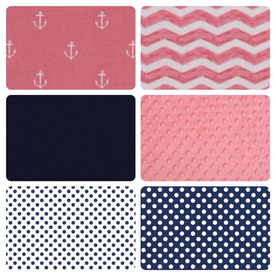 Blush Pink and Navy Anchor Crib Bedding Set by butterbeansboutique