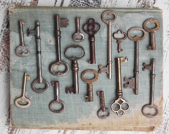 Vintage Key Collection, Skeleton Key Photograph, Antique Keys, Rustic Wall Art, Old Keys, Farmhouse Antique, Rustic Key Photo, clef ancienne