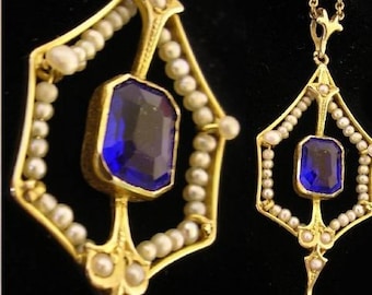 ANtique Edwardian gold pearl lavalier necklace