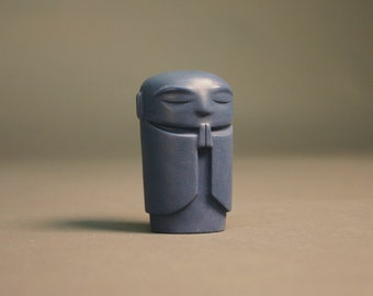 Jizo - Polished navy blue porcelain - 2.5" tall