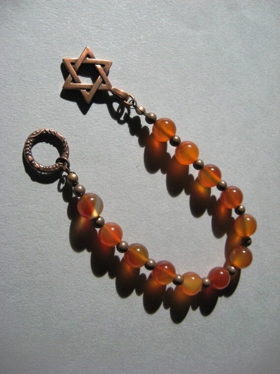 Jewish Meditation Beads Carnelian Gemstone Beads with Antiqued