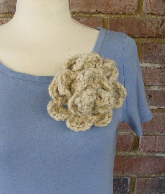 Handmade Ivory Crochet Flower Pin Brooch Extra by meiguidesigns