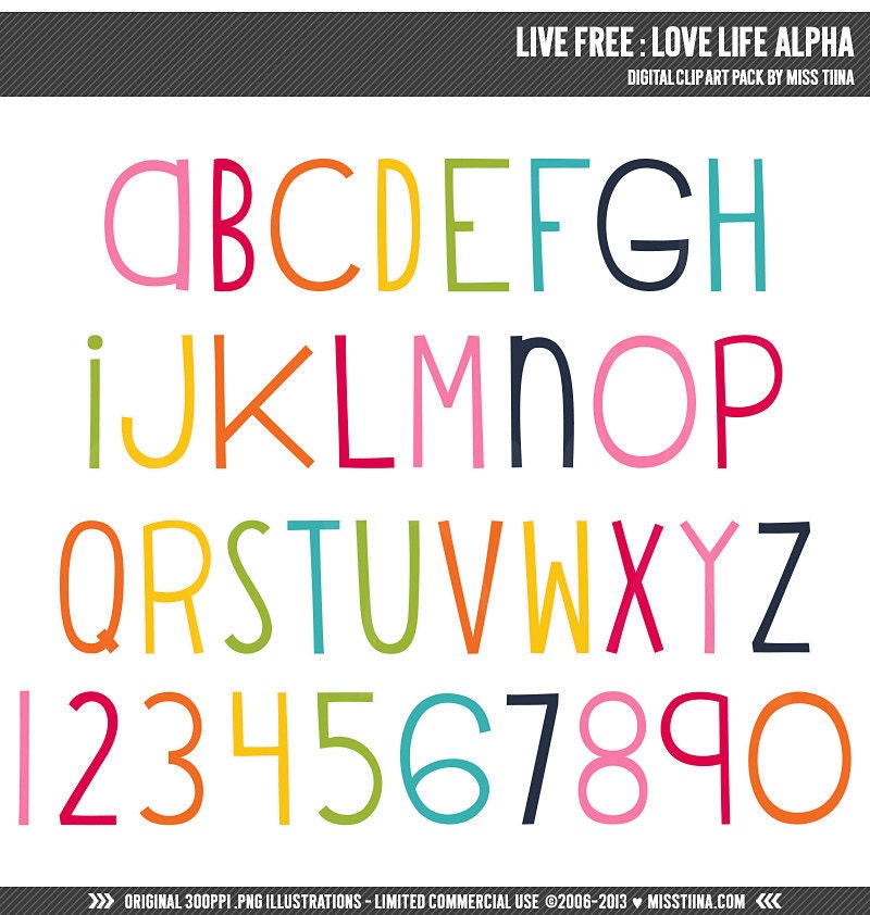 Live Free : Love Life Alpha Digital Clipart Clip Art