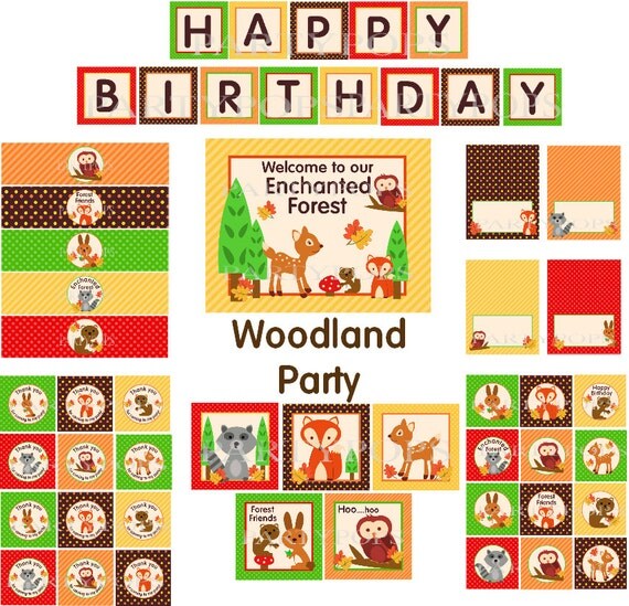 Items similar to Woodland Party Package, Woodland Party, Fall Party ...