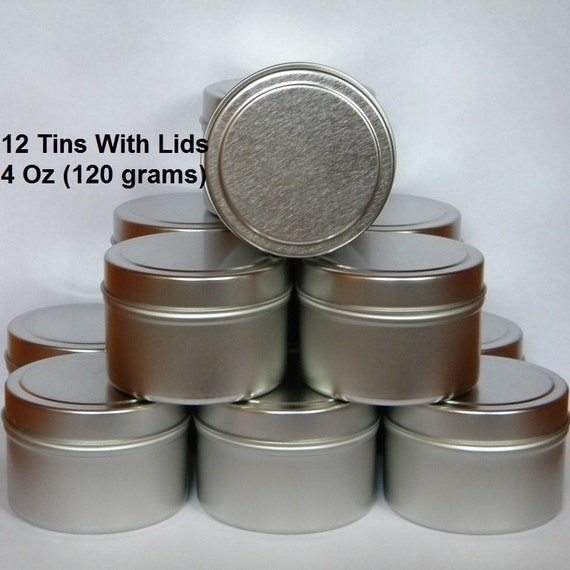 Empty Metal Tins With Lids 4 Oz Tins 12 Qty by CountryFolkSoap