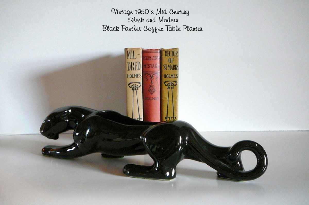 1950s Vintage McCoy Black Panther Coffee Table by EvelynnsAlcove