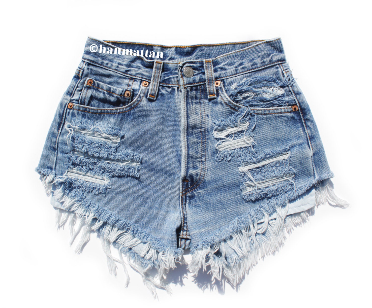 High Waisted Frayed Denim Shorts - The Else