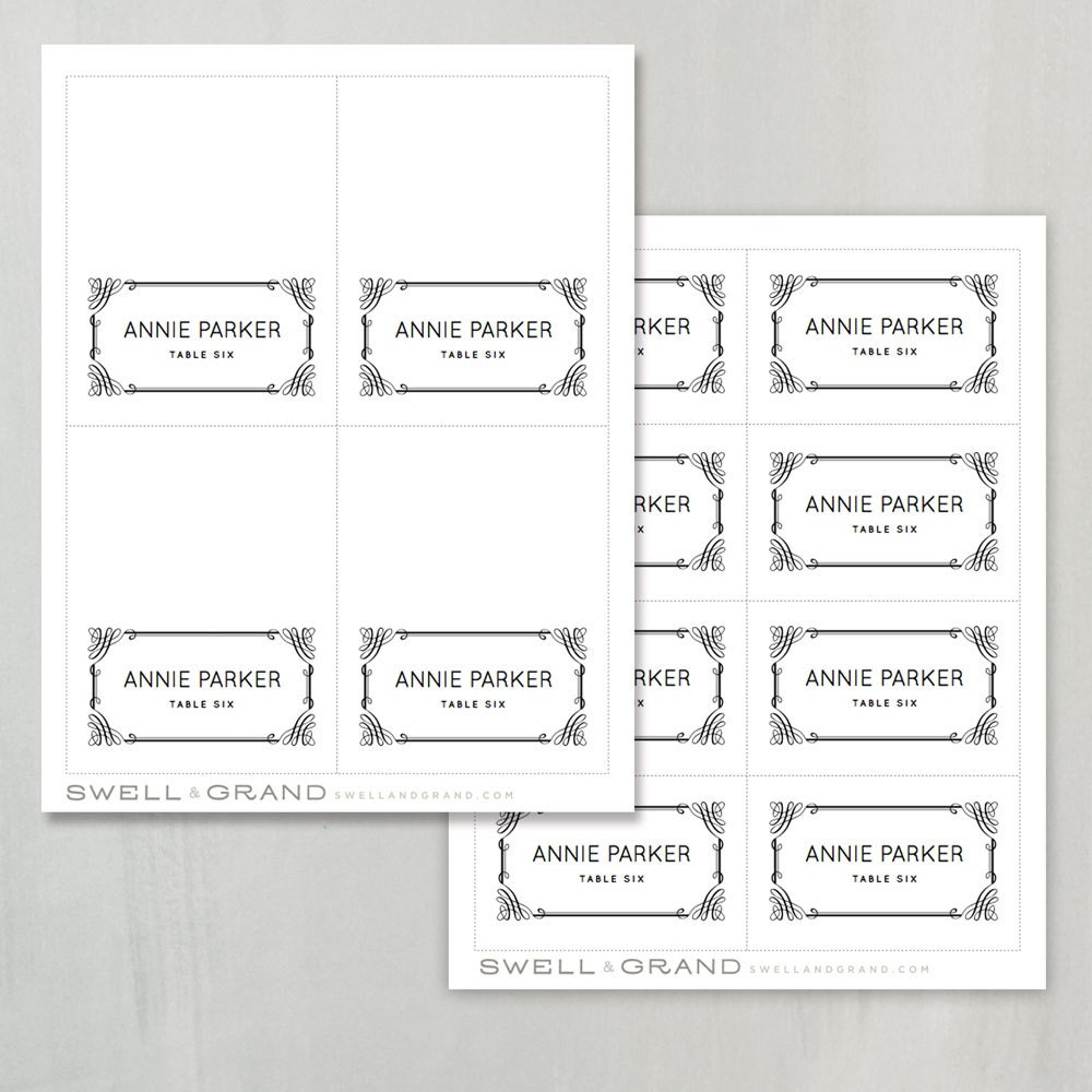 Printable Place Card Template INSTANT DOWNLOAD by SwellAndGrand
