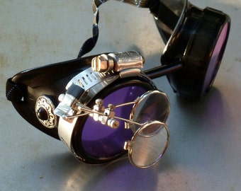Steampunk Goggles Airship Captain Apocalyptic Mad Scientist Victorian Limited SSS-black