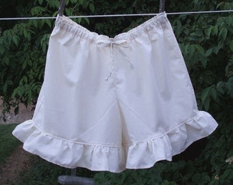 Womens Short BLOOMERS Pantaloons XS - XLg Fabric Ruffle Cotton Custom Made