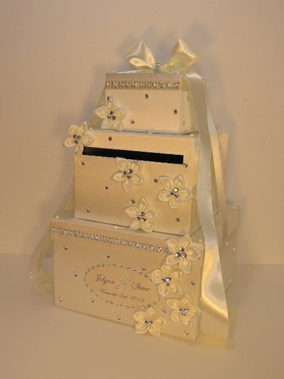 Ivory Wedding Card Box Gift Card Box Money Card Box Holder-Customize ...