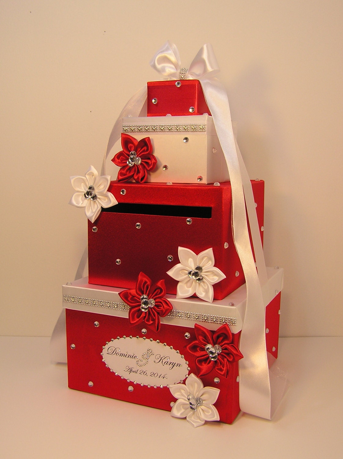 Wedding Card Box Red and White Gift Card Box Money Box