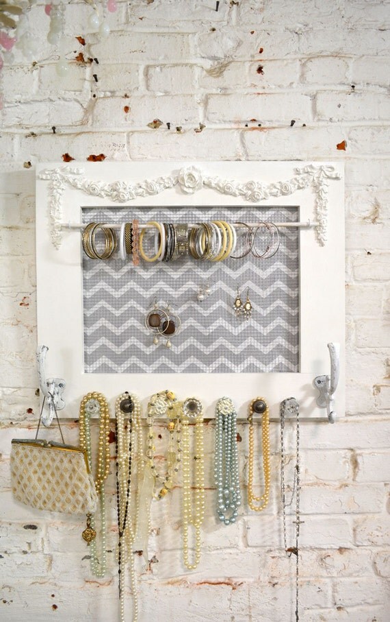 Painted Cottage Chic Shabby Farmhouse Jewelry Organizer HD98