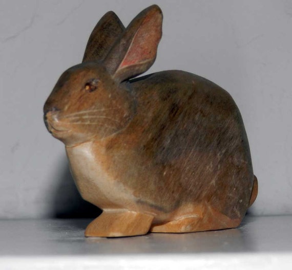 Hand carved wood bunny rabbit..signed by by SAGEOLIVE on Etsy