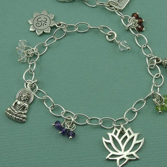 Yoga Charm Bracelet - sterling silver charm bracelet - yoga jewelry ...