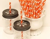 Paper Straws, 25 Orange Solid Dot SHORT Cocktail Straws, Halloween Party, Kids Straws, Thanksgiving, Football Games, Holiday, Drinks, Party Il_170x135