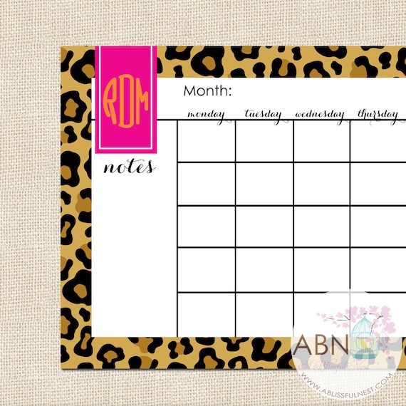 2014 Calendar Desk Pad - Monogrammed Cheetah Pink and Orange - 11x17 Desk Pad Il_570xn