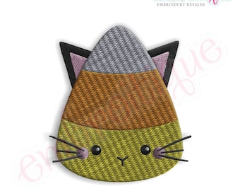 Candy Corn Kitty Fill Stitch - Instant Download -Digital Machine Embroidery Design