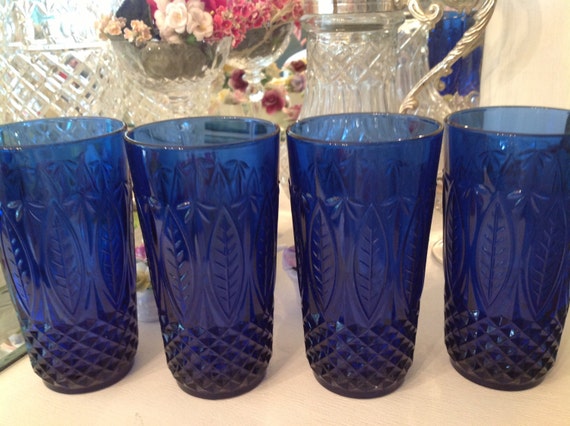 Royal Blue Cobalt Blue Drinking Glasses Made In France   Il 570xN.497911927 Dxk1 