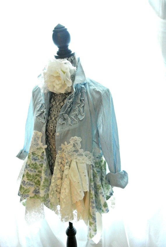 Romantic top shabby clothing altered couture lagenlook