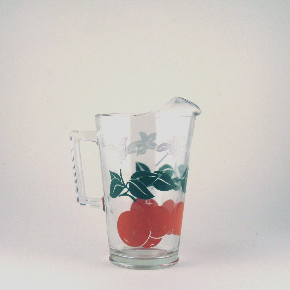 Vintage glass orange juice pitcher orange juice jug orange