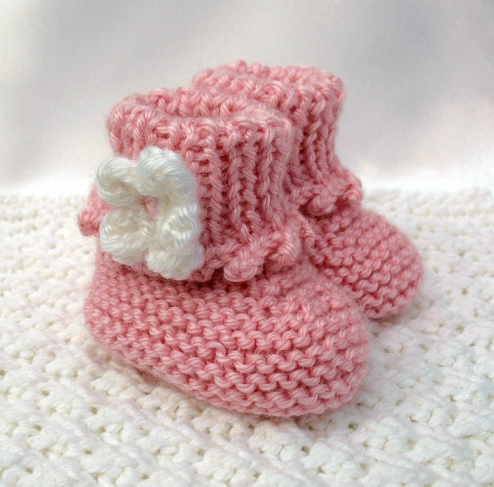 Pink Baby Booties Hand Knit Baby Booties Newborn Infant Girl