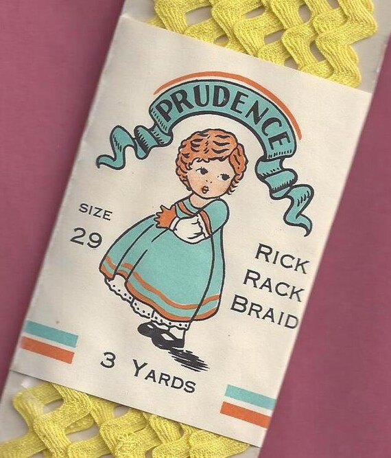 Vintage RARE PRUDENCE Rick  Rack  Braid  Cotton Yellow TRIM