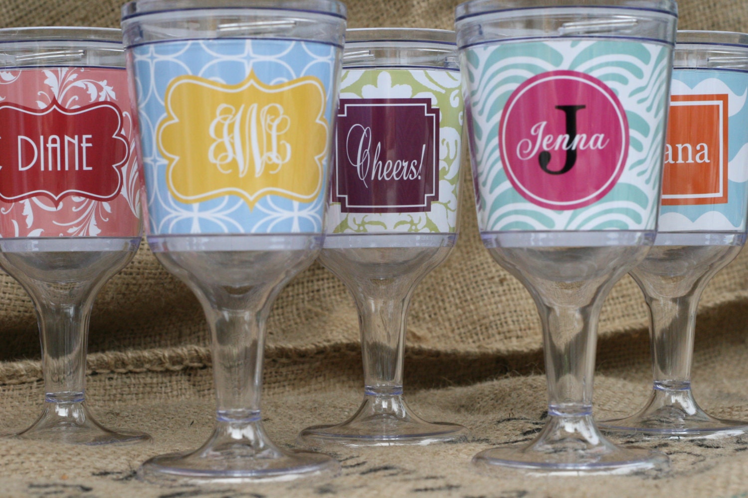 Personalized Acrylic Wine Glasses 11 oz. Bridesmaides by rrpage