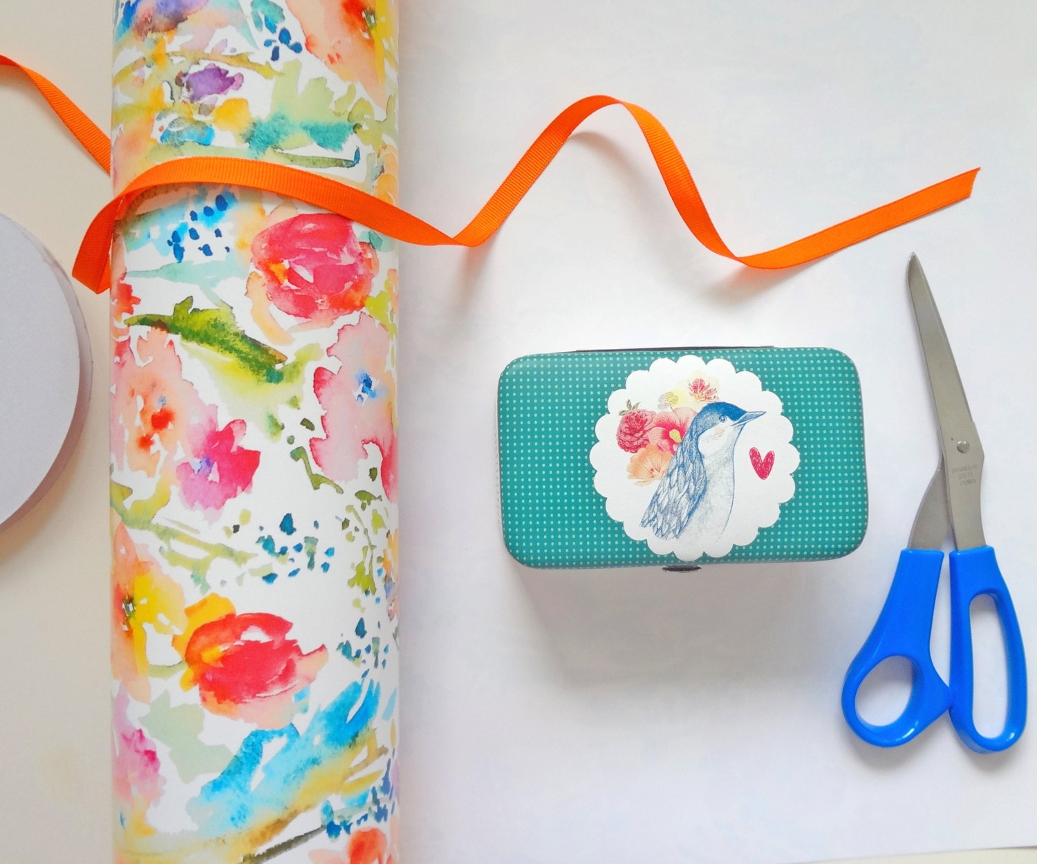 Gift Wrap Floral Paper Watercolor Flowers by pineapplebaystudio