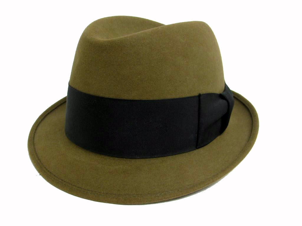 Vintage Mens Olive Green Fedora Hat Manhattan Fine Mens 1960s