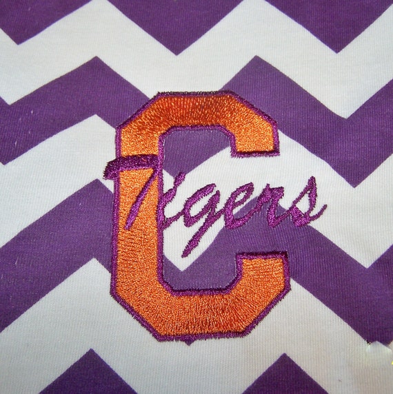 Clemson Tigers Purple and White Monogrammed Chevron Infinity