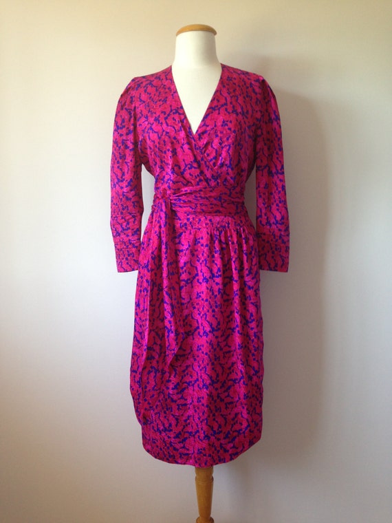 Sexy High Fashion Vintage 80s Wrap Dress In A by VintageEclectica