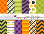 Happy Little Witches Cute Digital Papers - Commercial Use OK - Halloween Backgrounds, Halloween Papers, Halloween Patterns Il_170x135