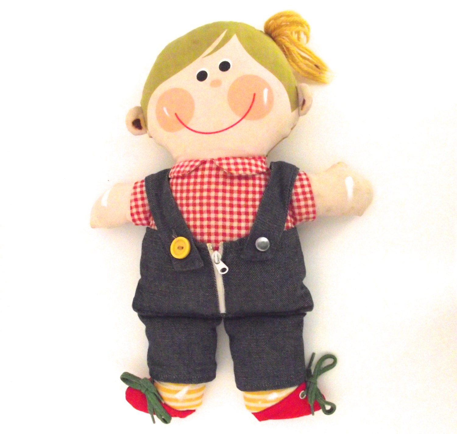 1976 Playskool Dapper Dan Cloth Doll Snaps Buttons Zipper