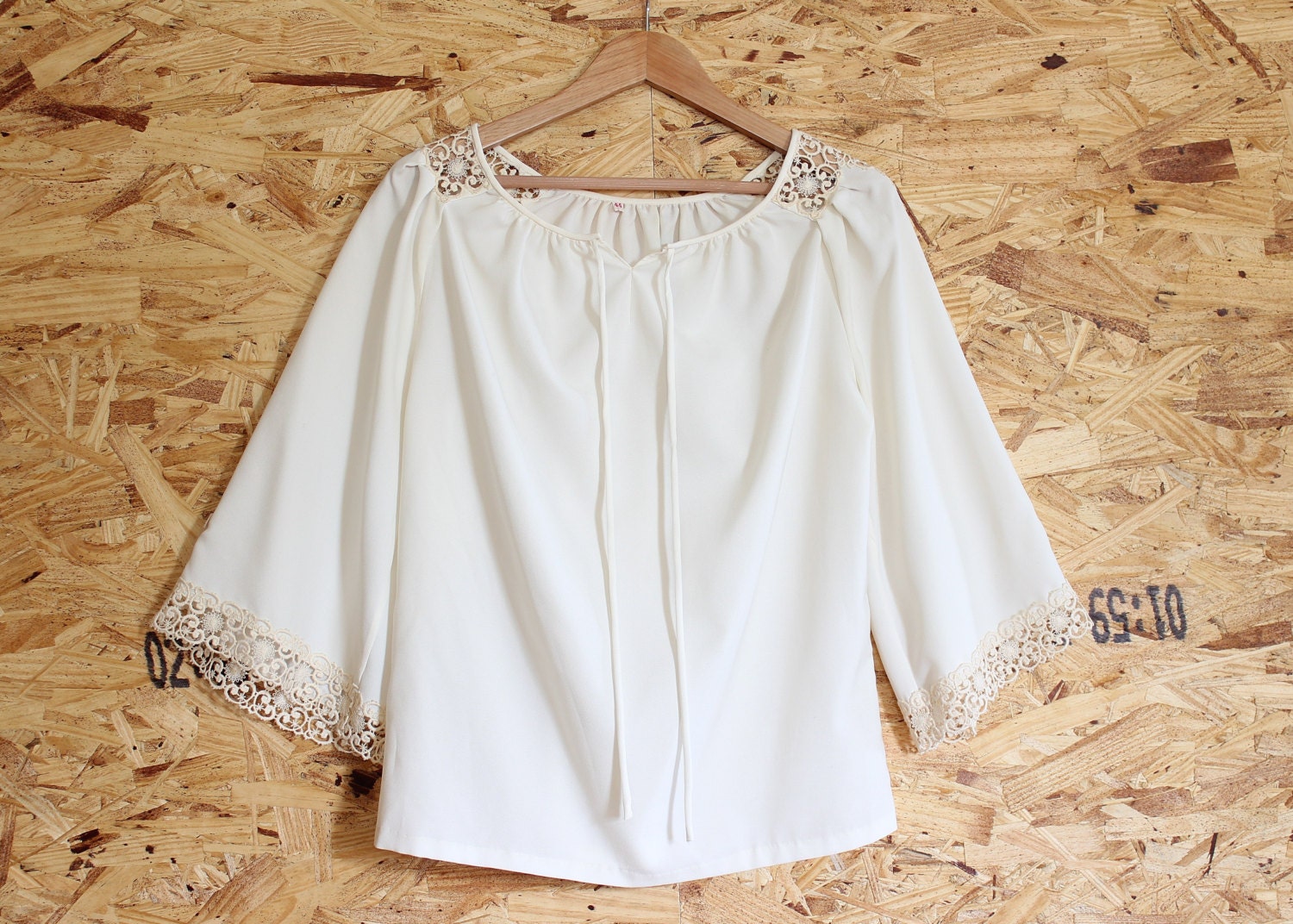 1970s peasant blouse boho crochet ivory white angel