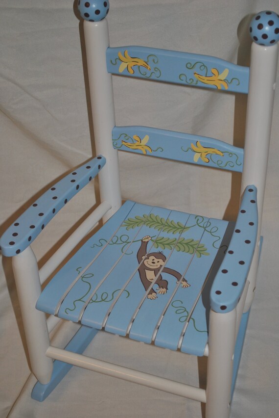 Kids Rocking Chair Boys Monkey with Bananas Baby Shower