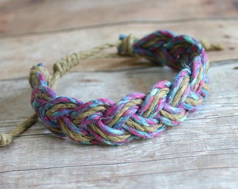 Surfer Sailor Style Hemp Bracelet Mixed Colors Natural Purple
