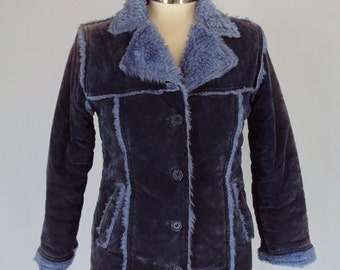 SUEDE coat / vintage 1970s fur coat /suede and fur 70s coat
