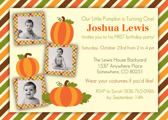 Boys Little Pumpkin Birthday Invitations Printed With Envelopes-15 Il_570xn