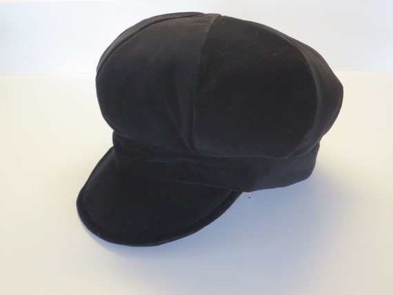 Black Velvet Newsboy Cap Hat Black Velvet Hat Velveteen Womens