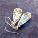 Clear Aurora Borealis Crystal Earrings Sterling Silver Earrings Swarovski Crystal Prism Earrings Wire Wrapped Teardrop Earrings