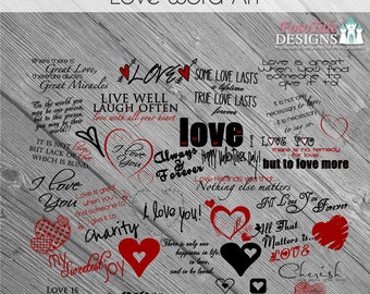 Items similar to Wedding Marriage Love Word Art Collection 8 Quotes ...